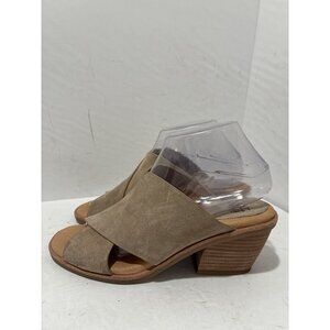 Sofft Sandals  Womens Perrie Block Heel Slip On Light Beige Suede Leather size